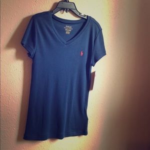 Blue v necked shirt